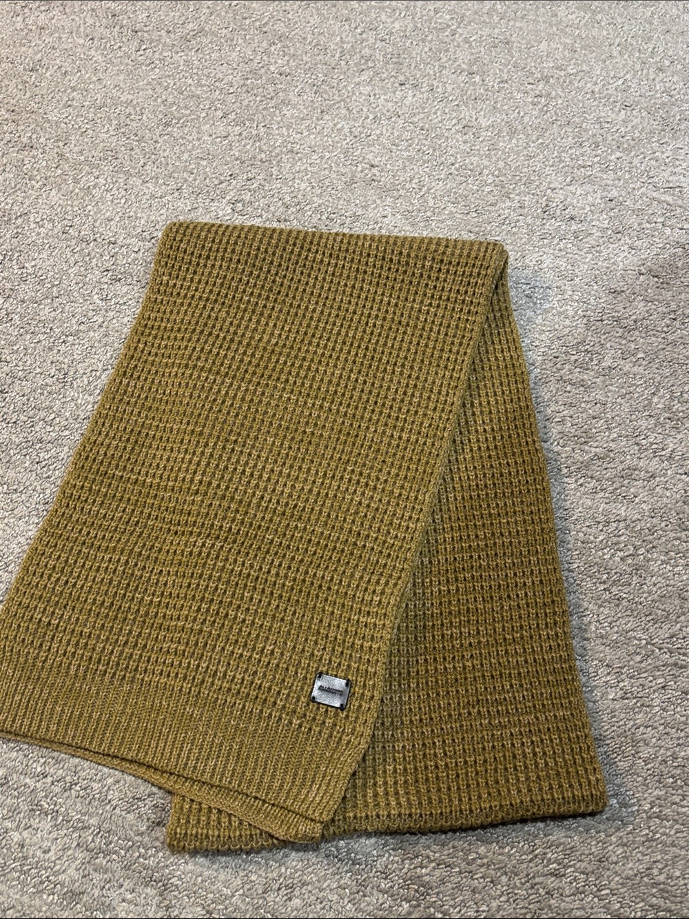 All Saints Olive Green Waffle Knit Scarf